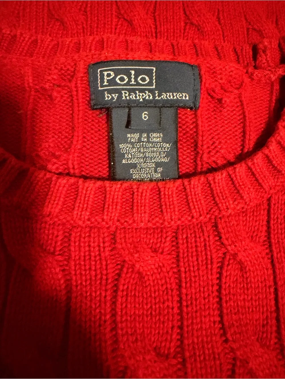 Ralph Lauren Red Cable-Knit Crewneck Sweater
